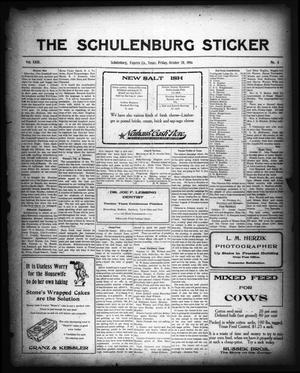 Primary view of object titled 'The Schulenburg Sticker (Schulenburg, Tex.), Vol. 23, No. 4, Ed. 1 Friday, October 20, 1916'.