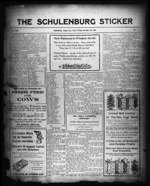 Primary view of object titled 'The Schulenburg Sticker (Schulenburg, Tex.), Vol. 23, No. 9, Ed. 1 Friday, November 24, 1916'.