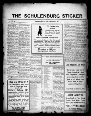 Primary view of object titled 'The Schulenburg Sticker (Schulenburg, Tex.), Vol. 23, No. 45, Ed. 1 Friday, August 3, 1917'.