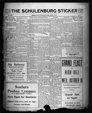 Primary view of object titled 'The Schulenburg Sticker (Schulenburg, Tex.), Vol. 28, No. 4, Ed. 1 Friday, October 14, 1921'.