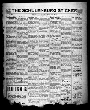 Primary view of object titled 'The Schulenburg Sticker (Schulenburg, Tex.), Vol. 32, No. 50, Ed. 1 Friday, August 20, 1926'.