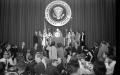 Photograph: Lyndon Johnson with Presidential Seal