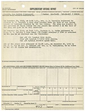 Primary view of object titled '[Supplementary Offense Report, November 24, 1963, #2]'.