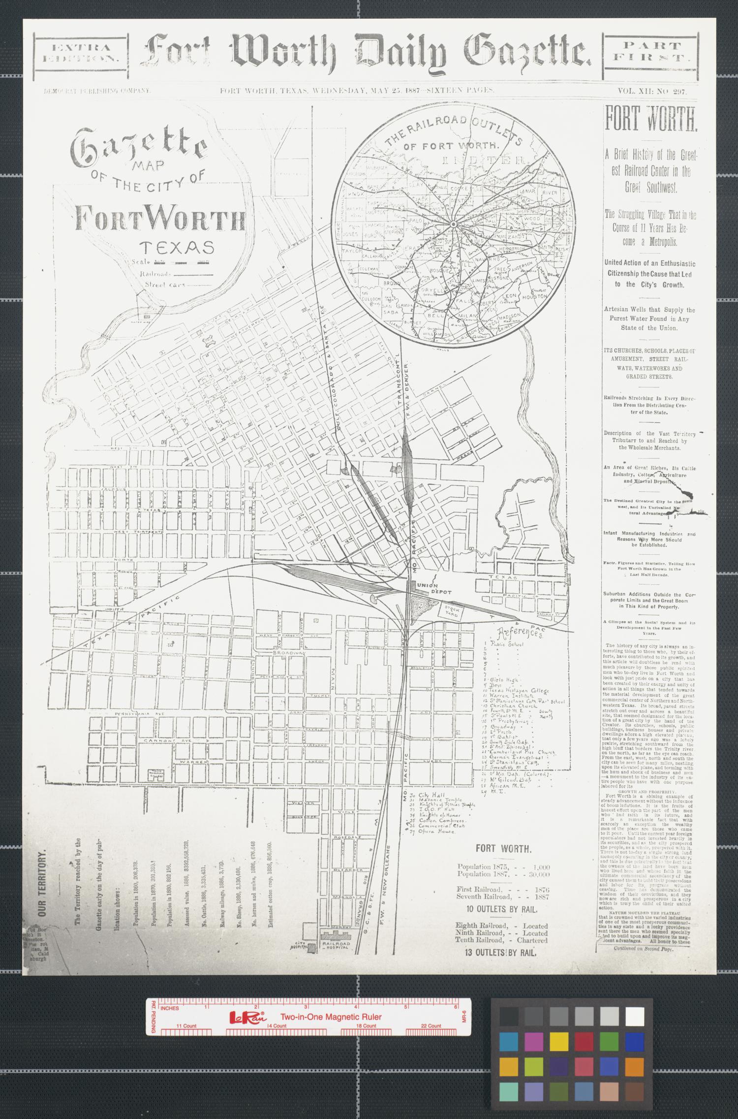 Gazette map of the city of Fort Worth, Texas.
                                                
                                                    [Sequence #]: 1 of 2
                                                