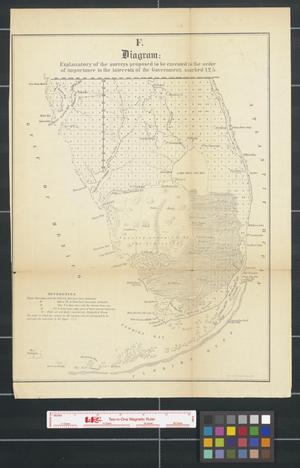 Primary view of object titled 'Diagram: of Tampa Land District: shewing those townships in which swamp land lists have been sent up, also those townships in which lists are in process of examination [Sheet 2].'.