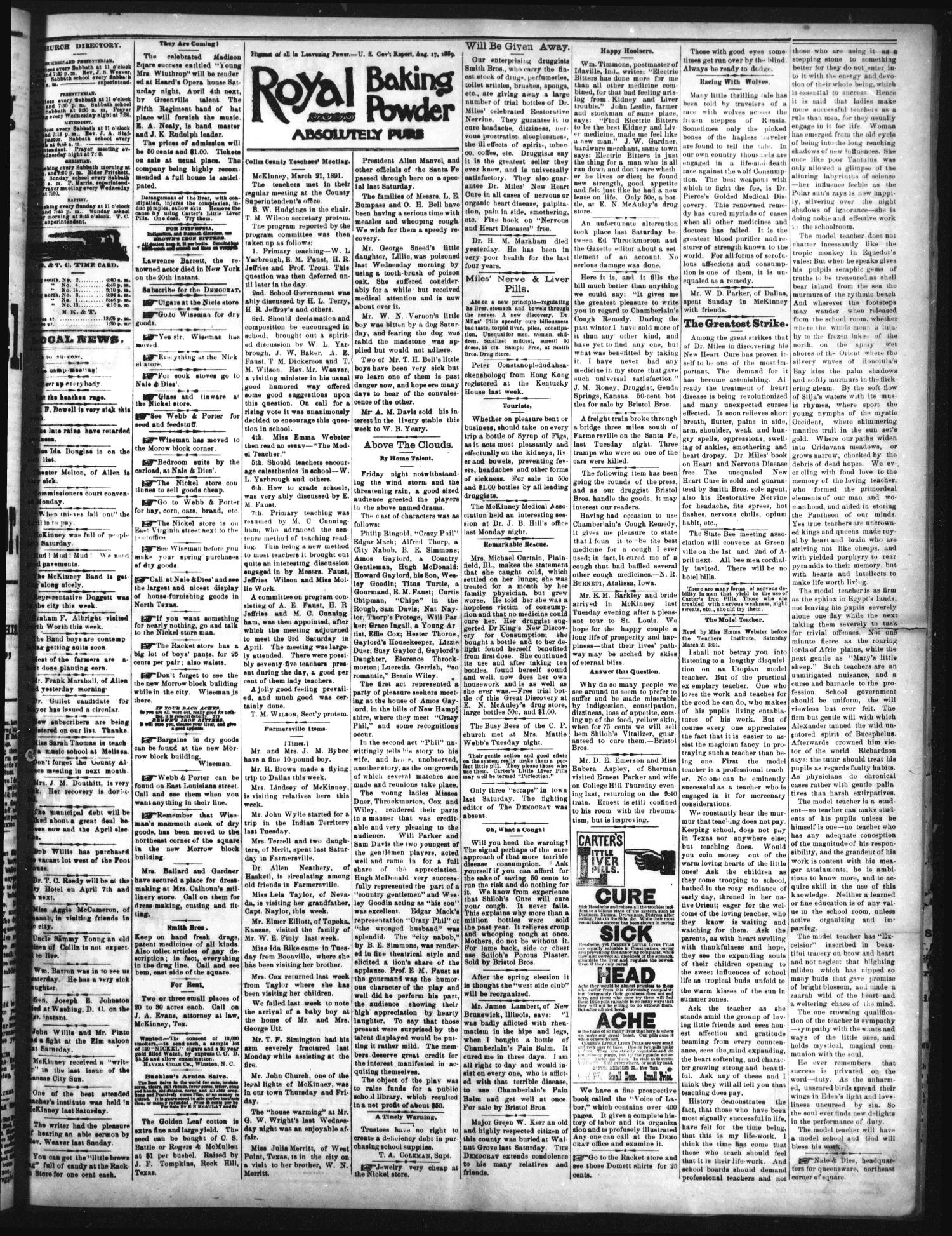 The Democrat. (McKinney, Tex.), Vol. 8, No. 8, Ed. 1 Thursday, March 26, 1891
                                                
                                                    [Sequence #]: 3 of 4
                                                