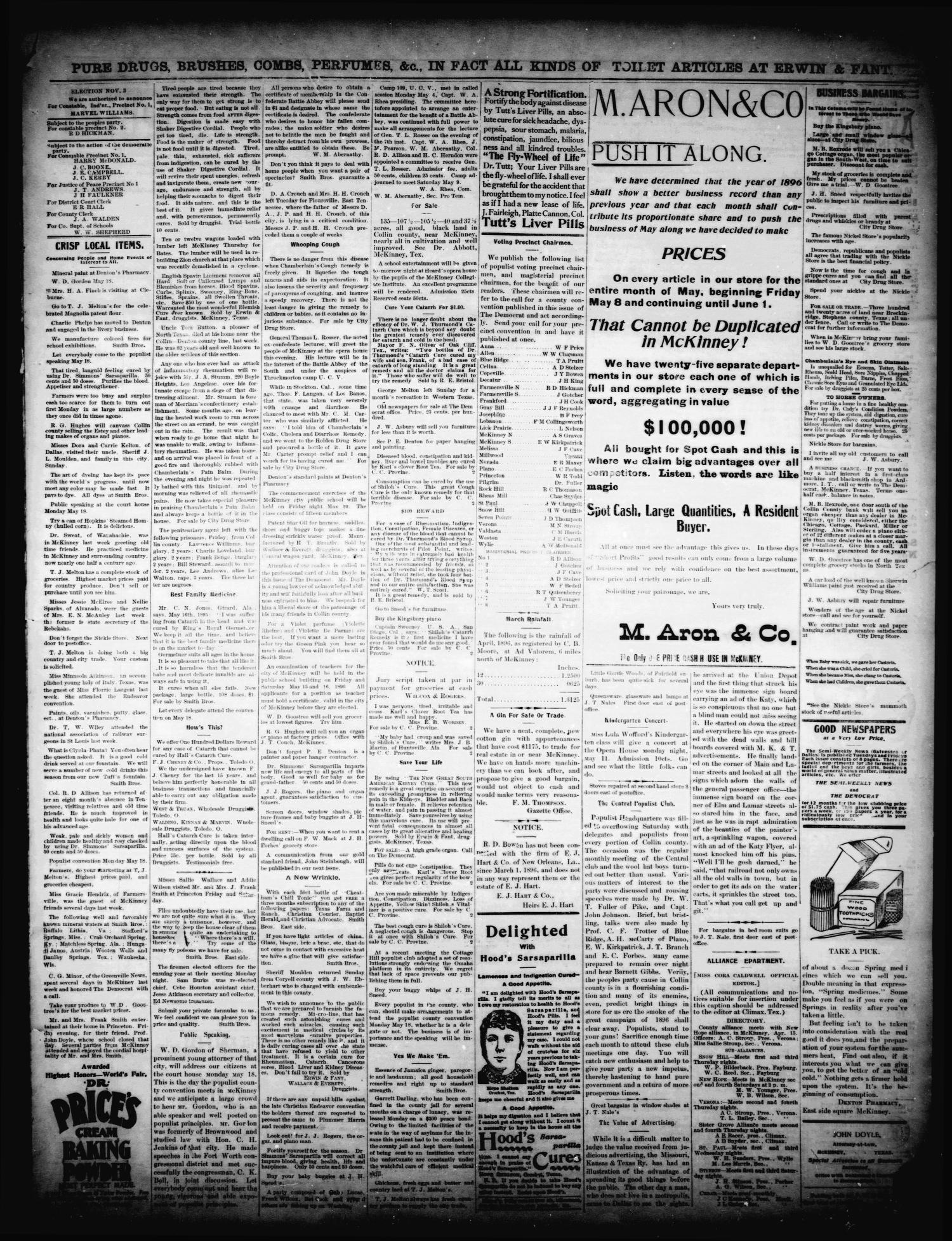 The Democrat. (McKinney, Tex.), Vol. 13, No. 14, Ed. 1 Thursday, May 7, 1896
                                                
                                                    [Sequence #]: 3 of 6
                                                