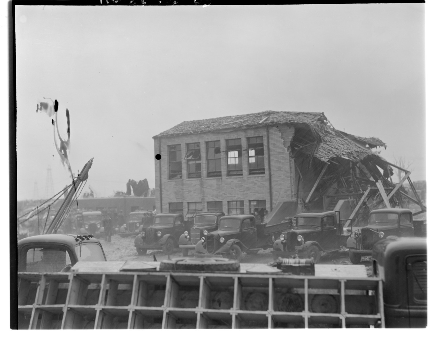 Exterior View of New London School After an Explosion
                                                
                                                    [Sequence #]: 1 of 1
                                                