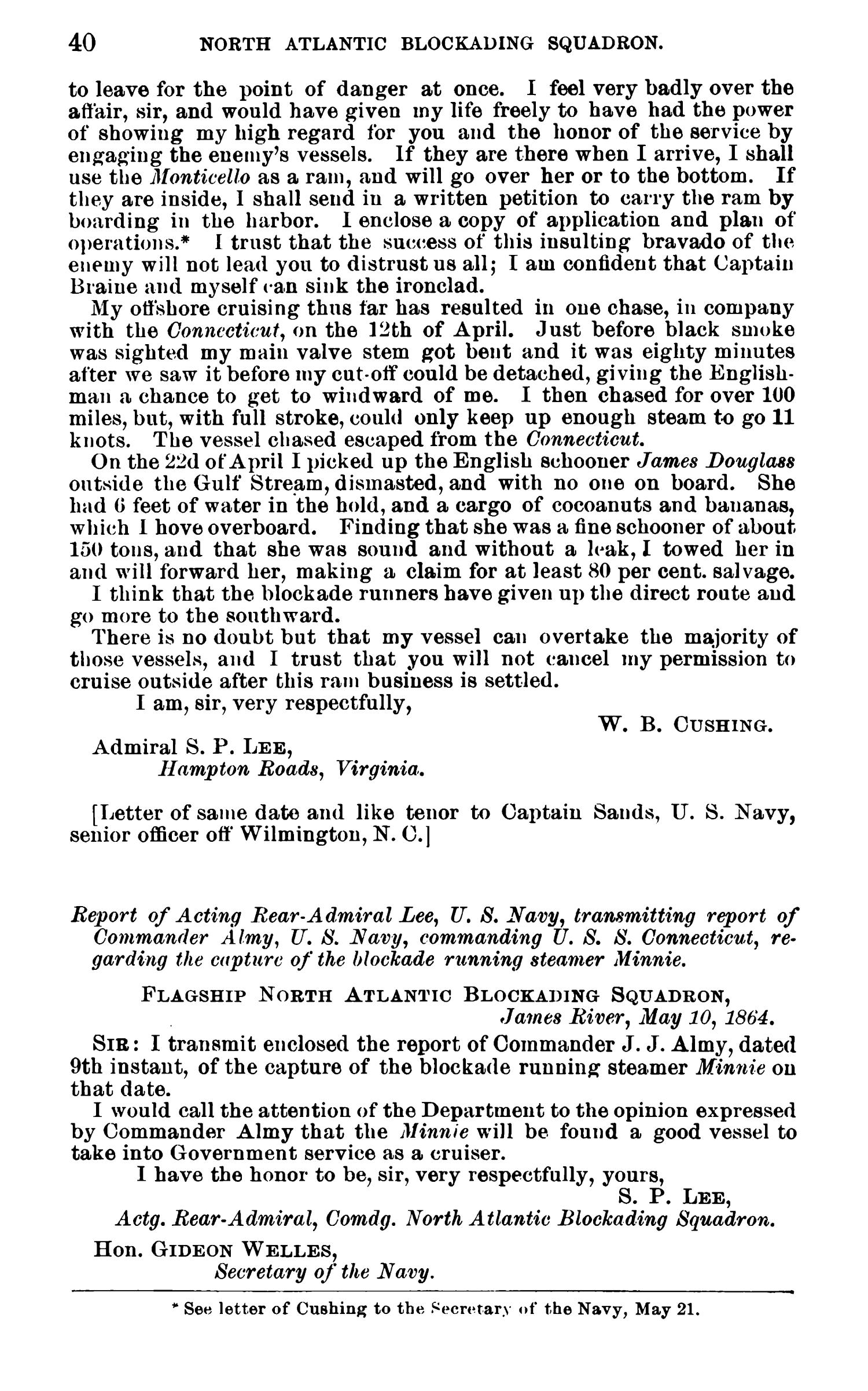 Official Records of the Union and Confederate Navies in the War of the Rebellion. Series 1, Volume 10.
                                                
                                                    40
                                                