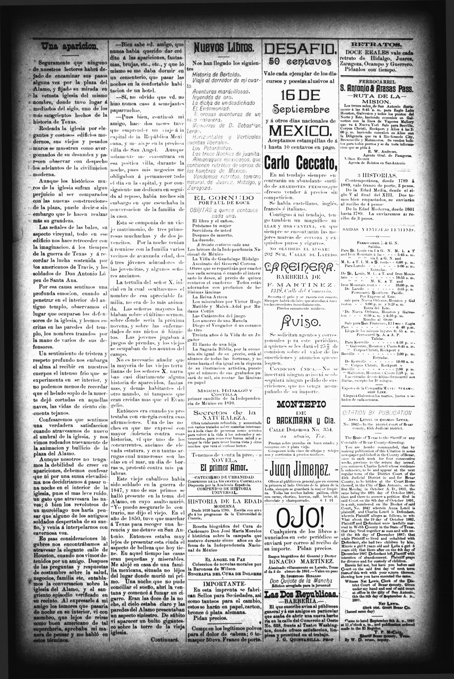 El Regidor. (San Antonio, Tex.), Vol. 3, No. 137, Ed. 1 Sunday, October 4, 1891
                                                
                                                    [Sequence #]: 3 of 4
                                                