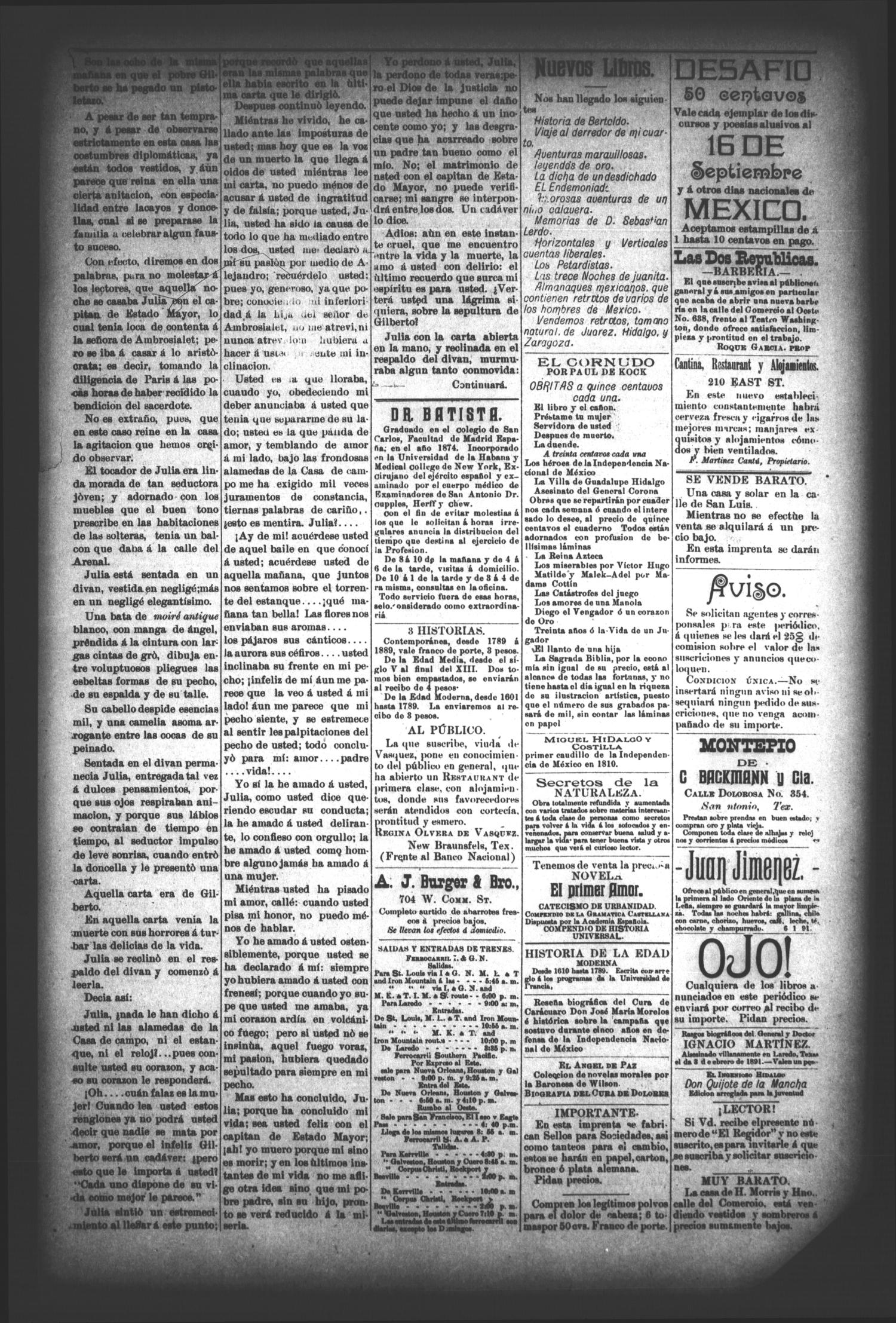El Regidor. (San Antonio, Tex.), Vol. 3, No. 143, Ed. 1 Saturday, November 21, 1891
                                                
                                                    [Sequence #]: 2 of 3
                                                