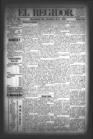 Primary view of object titled 'El Regidor. (San Antonio, Tex.), Vol. 3, No. 144, Ed. 1 Saturday, November 28, 1891'.