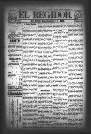 Primary view of object titled 'El Regidor. (San Antonio, Tex.), Vol. 3, No. 145, Ed. 1 Saturday, December 5, 1891'.