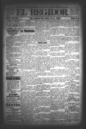 Primary view of object titled 'El Regidor. (San Antonio, Tex.), Vol. 3, No. 150, Ed. 1 Sunday, January 17, 1892'.