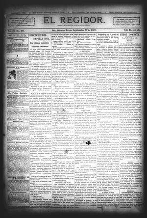 Primary view of El Regidor. (San Antonio, Tex.), Vol. 10, No. 431, Ed. 1 Thursday, September 30, 1897