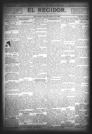 Primary view of El Regidor. (San Antonio, Tex.), Vol. 10, No. 436, Ed. 1 Thursday, November 4, 1897