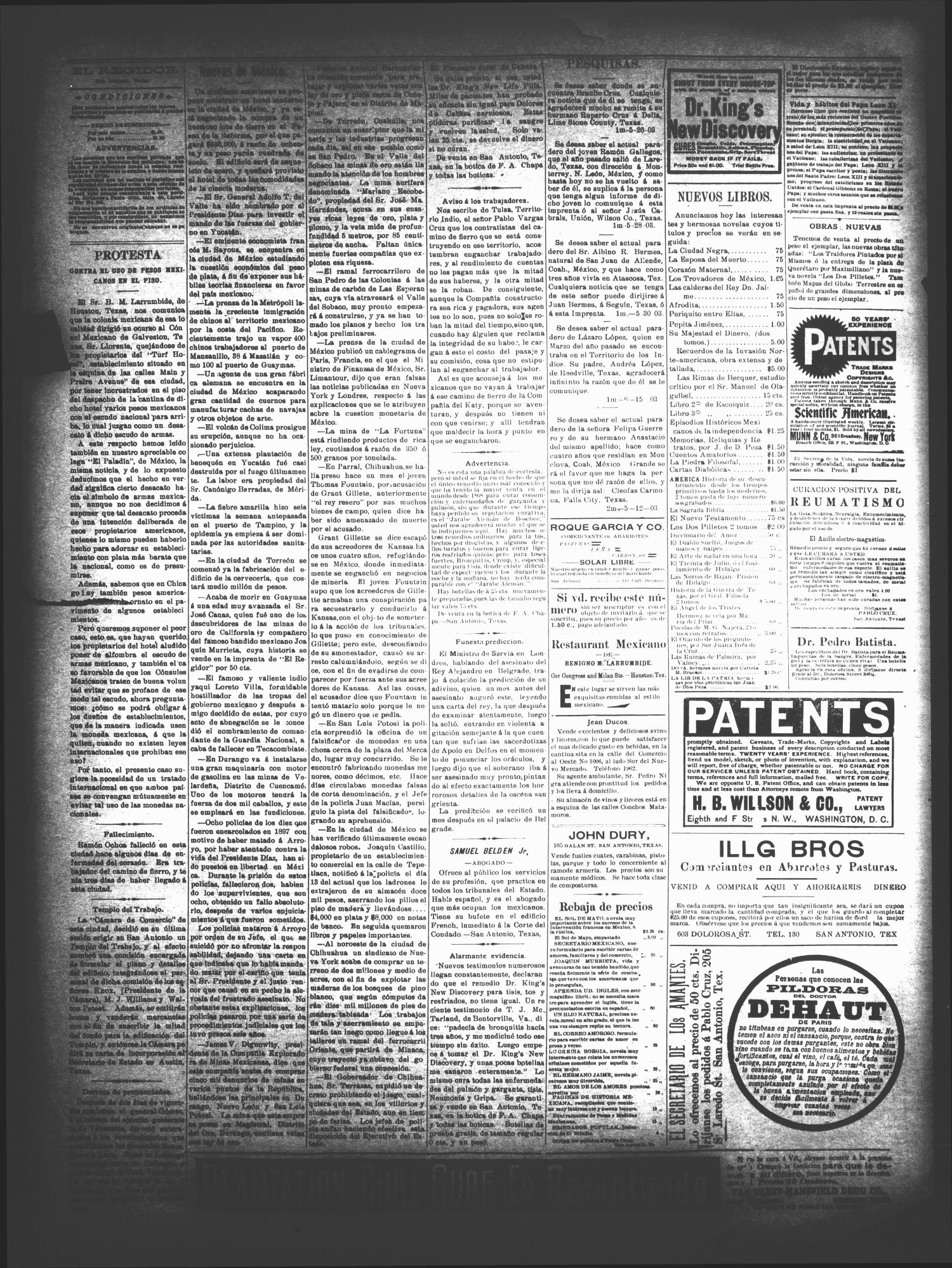 El Regidor. (San Antonio, Tex.), Vol. 16, No. 720, Ed. 1 Thursday, June 18, 1903
                                                
                                                    [Sequence #]: 2 of 4
                                                