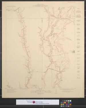 Primary view of object titled 'Map showing proposed system of levees for the protection of overflowed lands accompanying engineers report of 1912 : East Fork Trinity River, Rockwall, Collin and Dallas counties, Rockwall sheet.'.