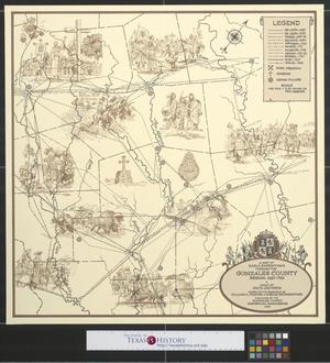 Primary view of object titled 'A map of early expeditions through the Gonzales County region, 1689-1768.'.