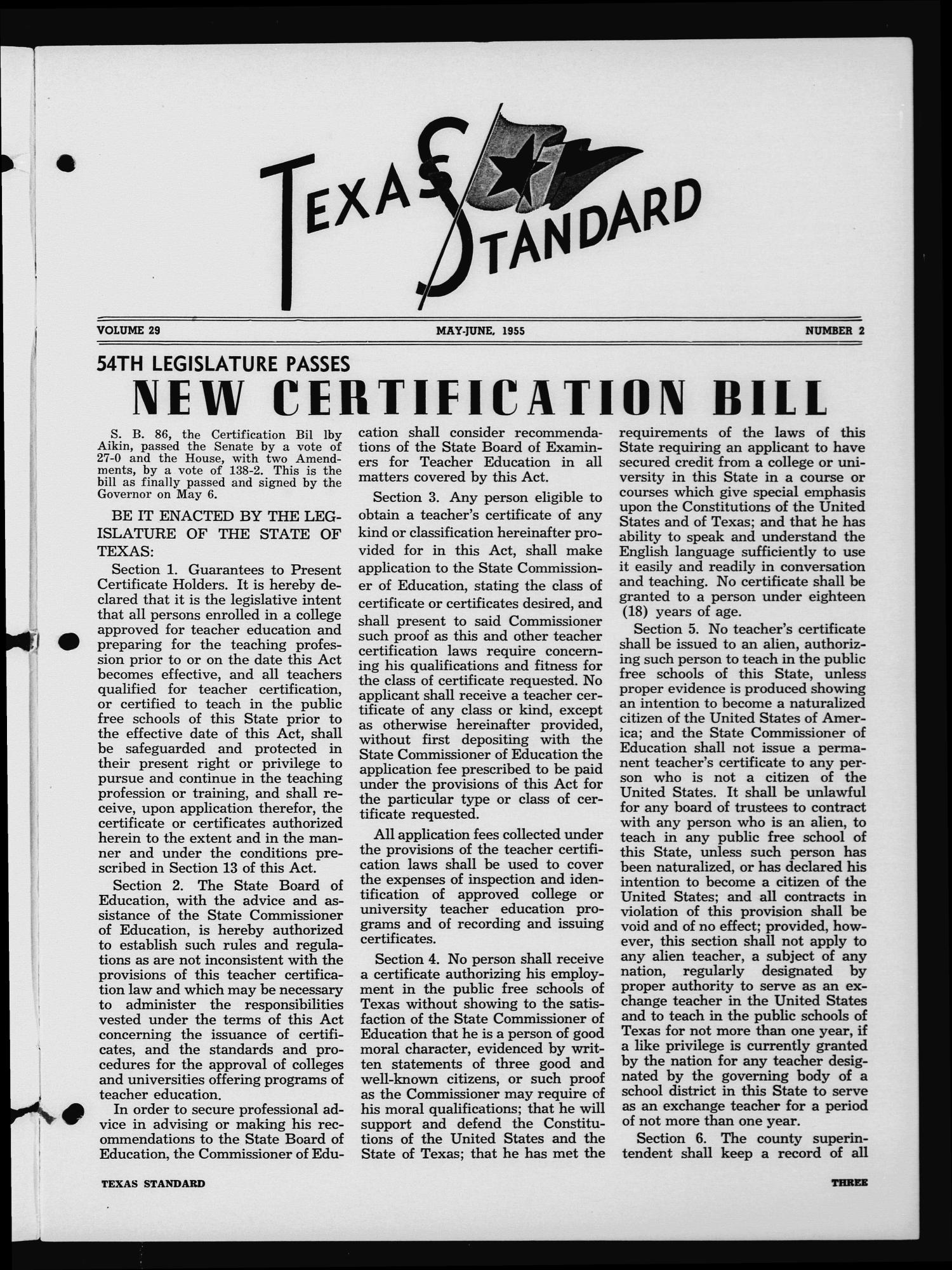 The Texas Standard, Volume 29, Number 2, May-June 1955
                                                
                                                    3
                                                