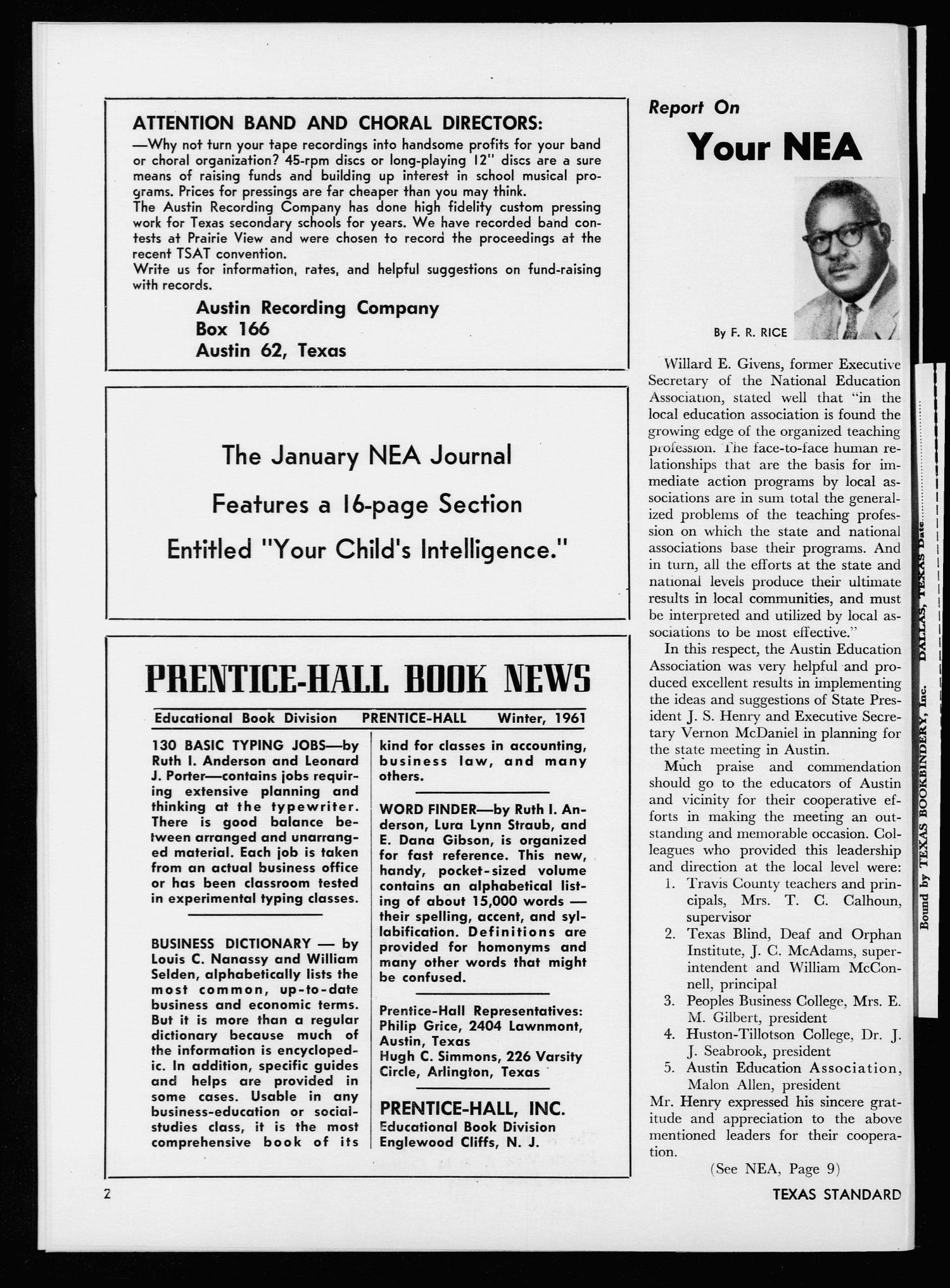 The Texas Standard, Volume 35, Number 1, January-February 1961
                                                
                                                    2
                                                