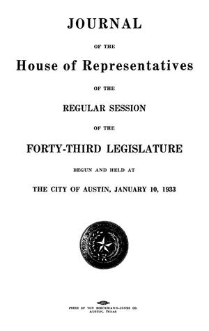 Primary view of object titled 'Journal of the House of Representatives of the Regular Session of the Forty-Third Legislature of the State of Texas, Volume 2'.