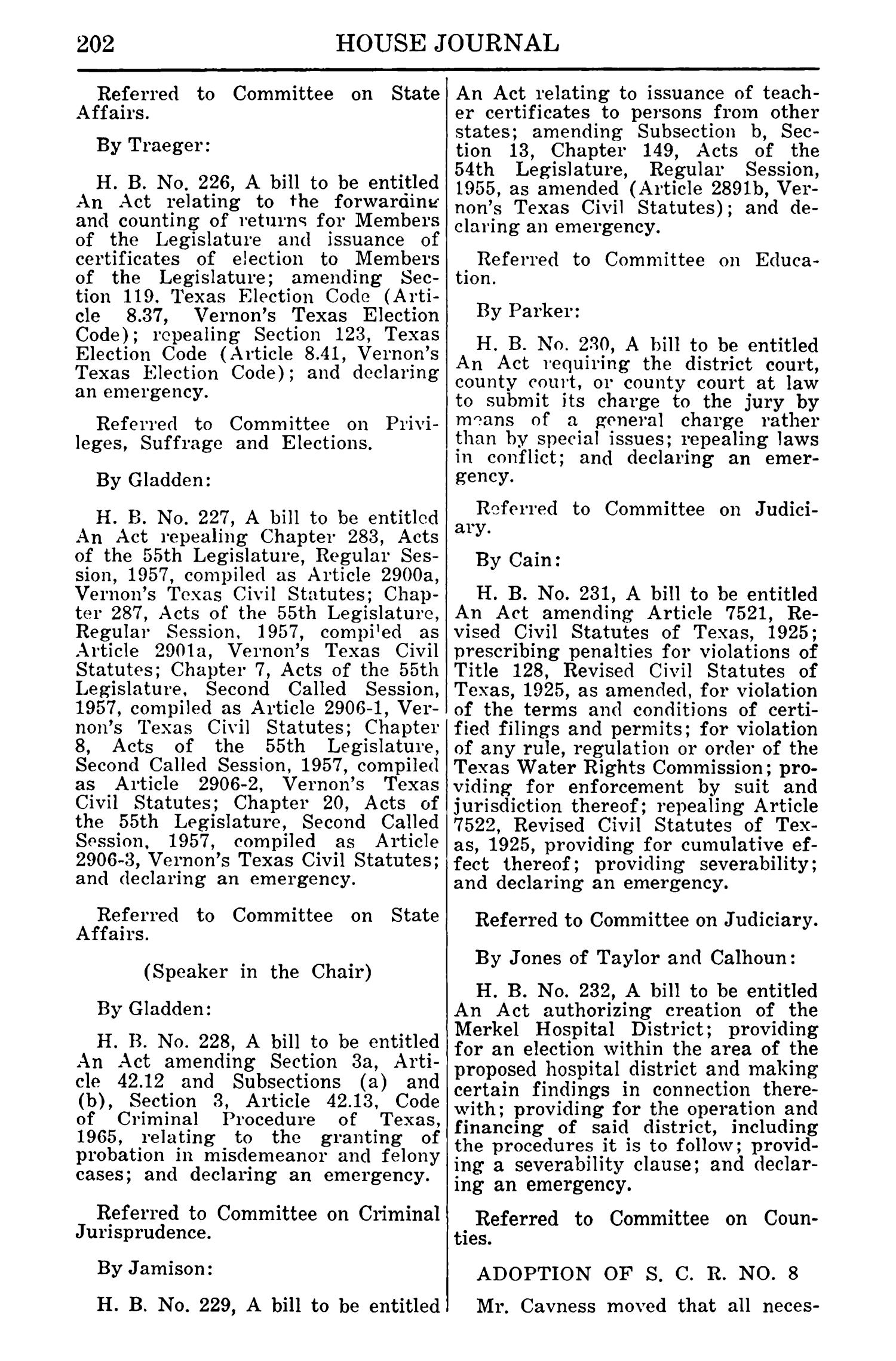 Journal of the House of Representatives of the Regular Session of the Sixtieth Legislature of the State of Texas, Volume 1
                                                
                                                    202
                                                