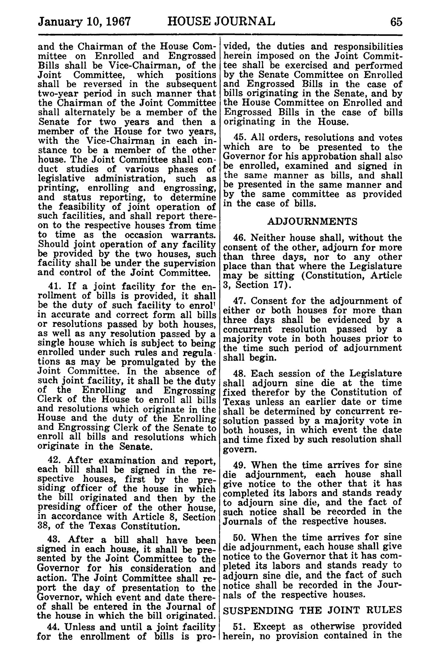 Journal of the House of Representatives of the Regular Session of the Sixtieth Legislature of the State of Texas, Volume 1
                                                
                                                    65
                                                