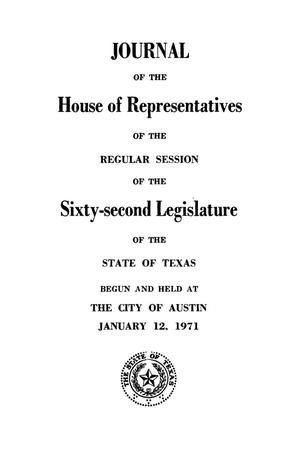 Primary view of object titled 'Journal of the House of Representatives of the Regular Session of the Sixty-Second Legislature of the State of Texas, Volume 1'.