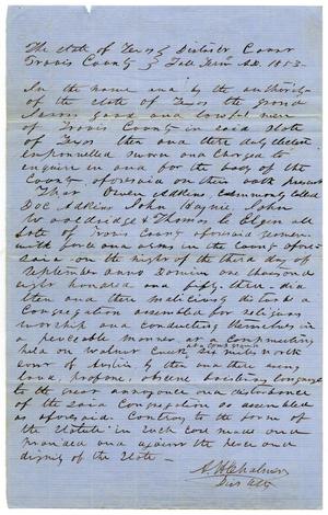 Primary view of object titled 'Documents pertaining to the case of The State of Texas vs. Thomas Elgin, Owen Adkins, John Wooldridge, John Haynie, cause no. 367, 1853'.