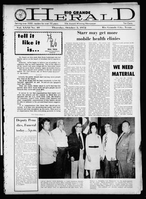 Primary view of object titled 'Rio Grande Herald (Rio Grande City, Tex.), Vol. 21, No. 40, Ed. 1 Thursday, October 5, 1972'.