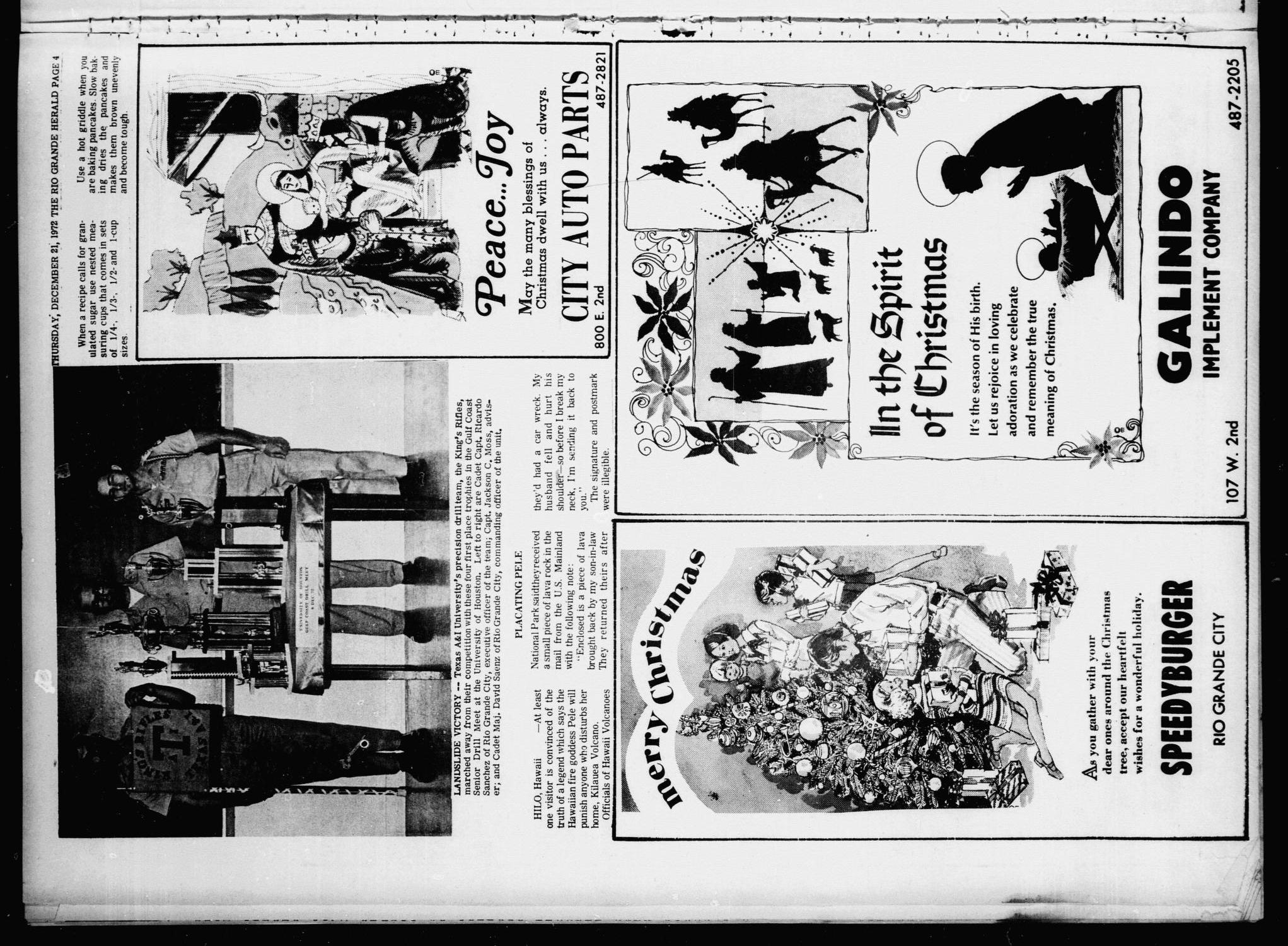 Rio Grande Herald (Rio Grande City, Tex.), Vol. 21, No. 50, Ed. 1 Thursday, December 21, 1972
                                                
                                                    [Sequence #]: 4 of 32
                                                