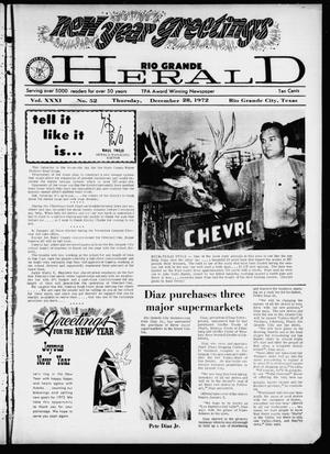 Primary view of object titled 'Rio Grande Herald (Rio Grande City, Tex.), Vol. 21, No. 52, Ed. 1 Thursday, December 28, 1972'.