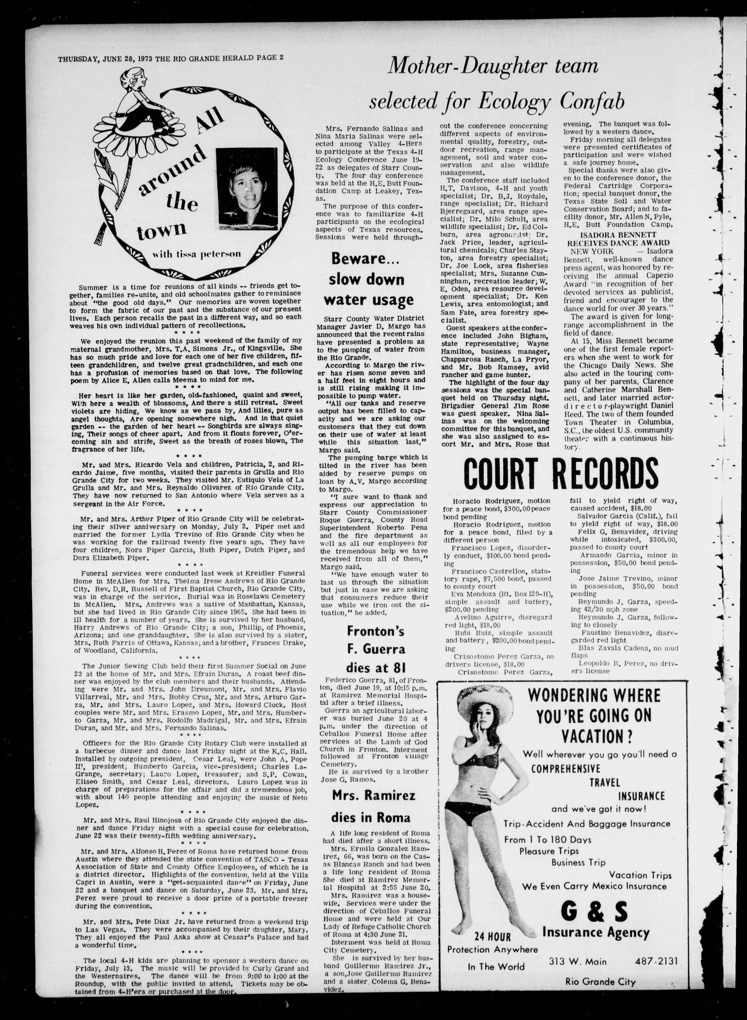 Rio Grande Herald (Rio Grande City, Tex.), Vol. 31, No. 22, Ed. 1 Thursday, June 28, 1973
                                                
                                                    [Sequence #]: 2 of 28
                                                