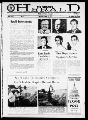 Primary view of object titled 'Rio Grande Herald (Rio Grande City, Tex.), Vol. 33, No. 3, Ed. 1 Thursday, October 31, 1974'.