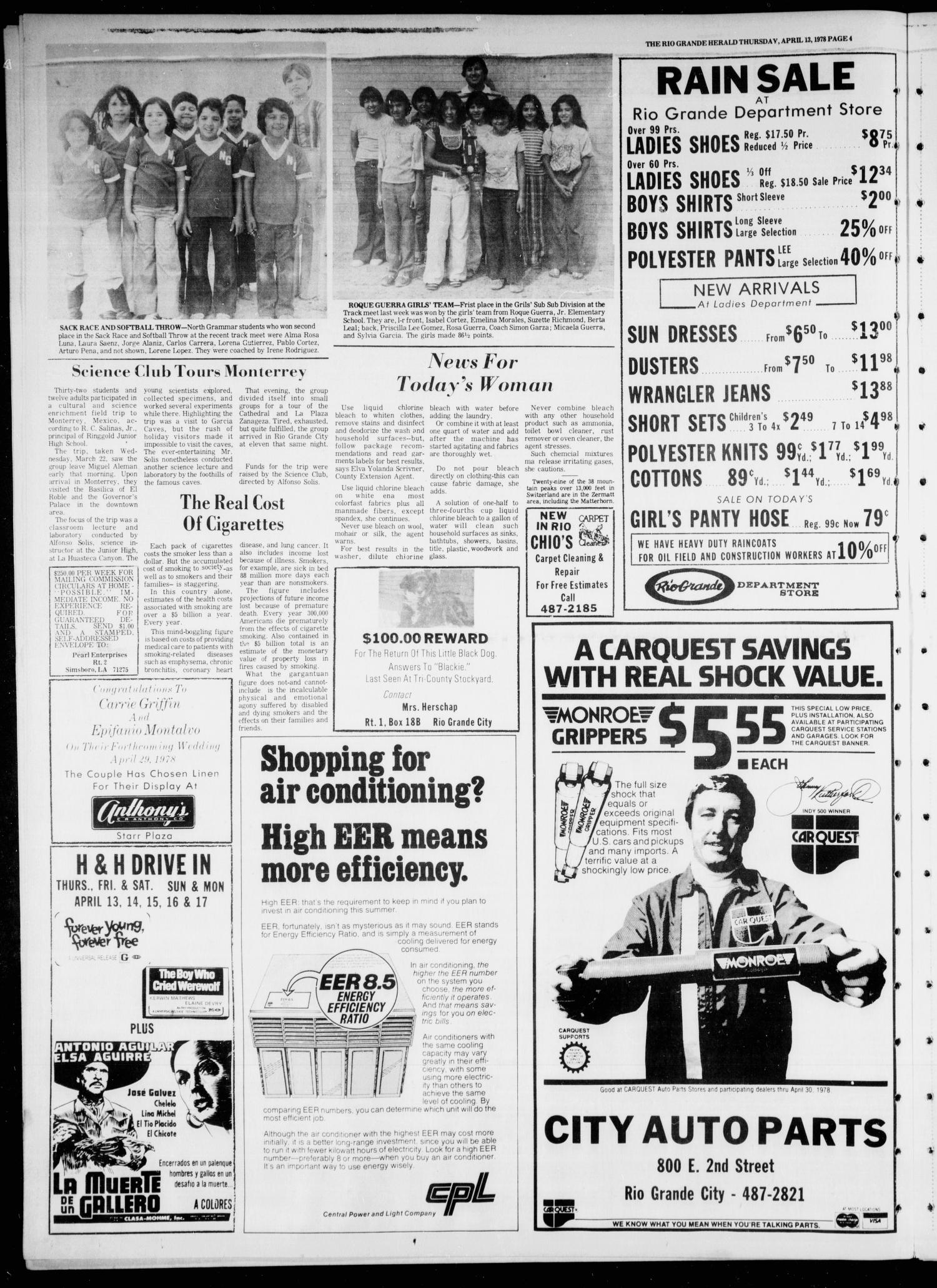 Rio Grande Herald (Rio Grande City, Tex.), Vol. 35, No. 26, Ed. 1 Thursday, April 13, 1978
                                                
                                                    [Sequence #]: 4 of 8
                                                