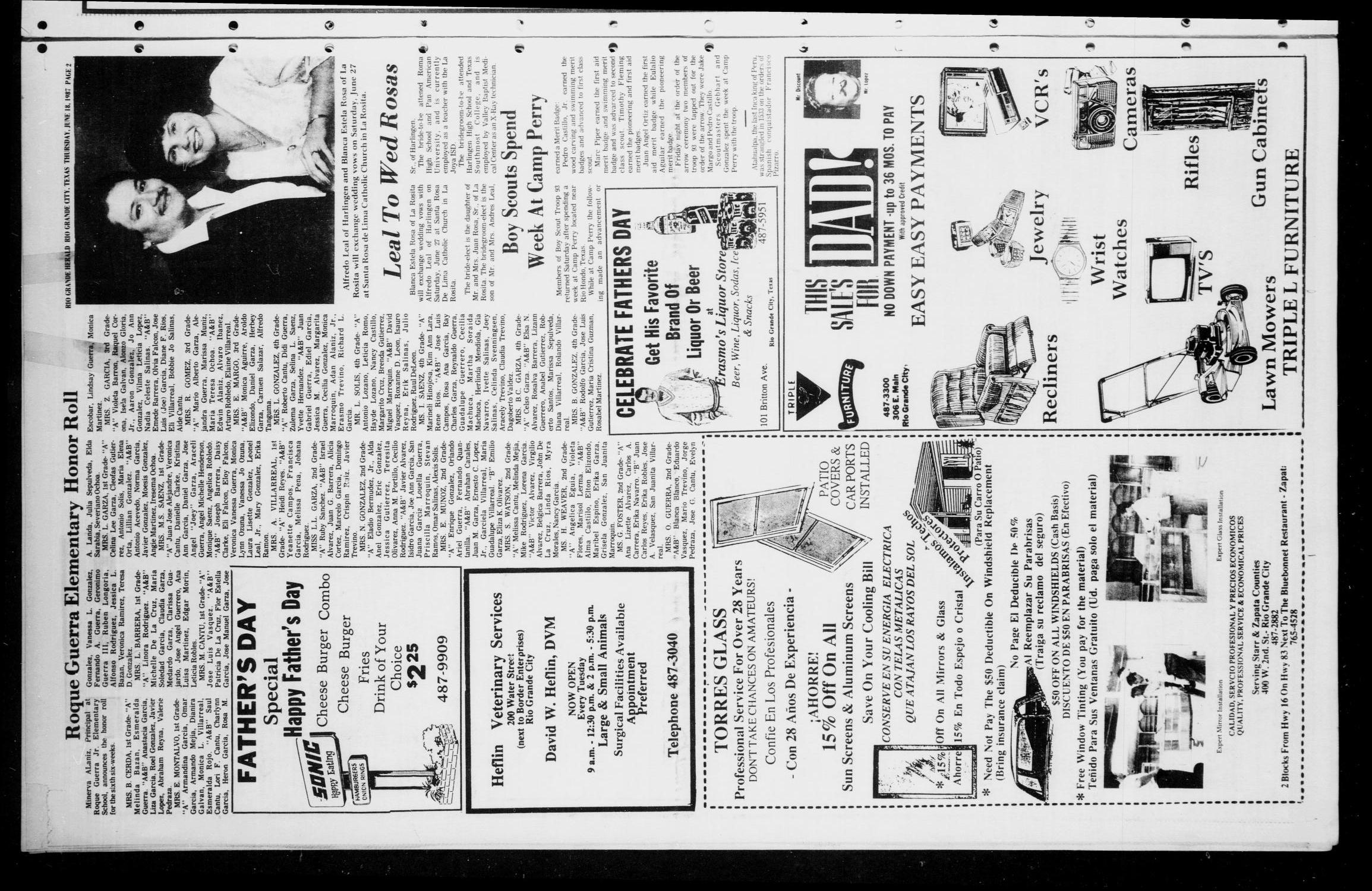 The Rio Grande Herald (Rio Grande City, Tex.), No. 34, Ed. 1 Thursday, June 18, 1987
                                                
                                                    [Sequence #]: 2 of 10
                                                