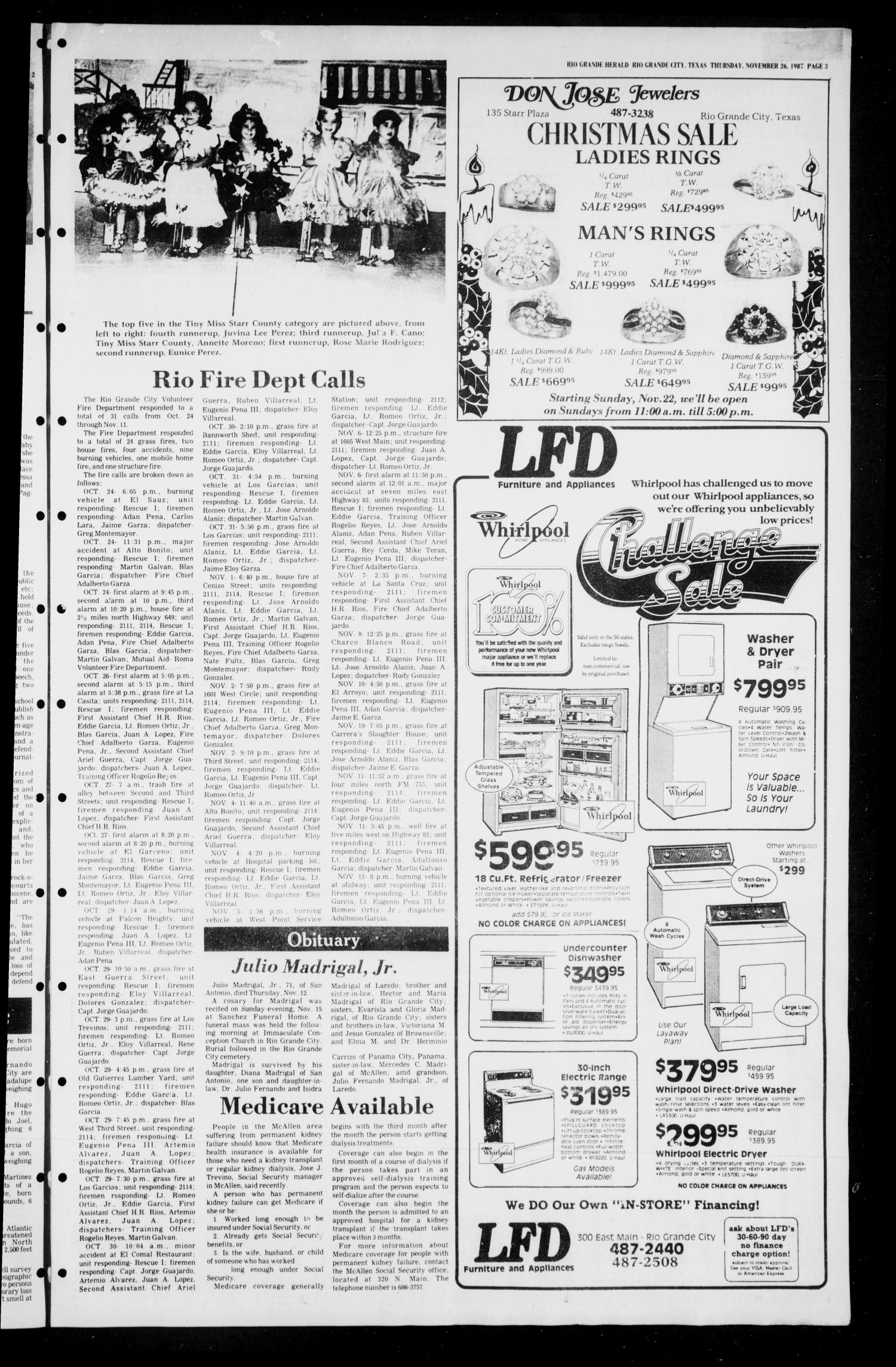 The Rio Grande Herald (Rio Grande City, Tex.), No. 3, Ed. 1 Thursday, November 26, 1987
                                                
                                                    [Sequence #]: 3 of 10
                                                