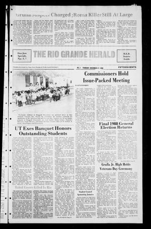 Primary view of object titled 'The Rio Grande Herald (Rio Grande City, Tex.), Vol. [79], No. 2, Ed. 1 Thursday, November 17, 1988'.