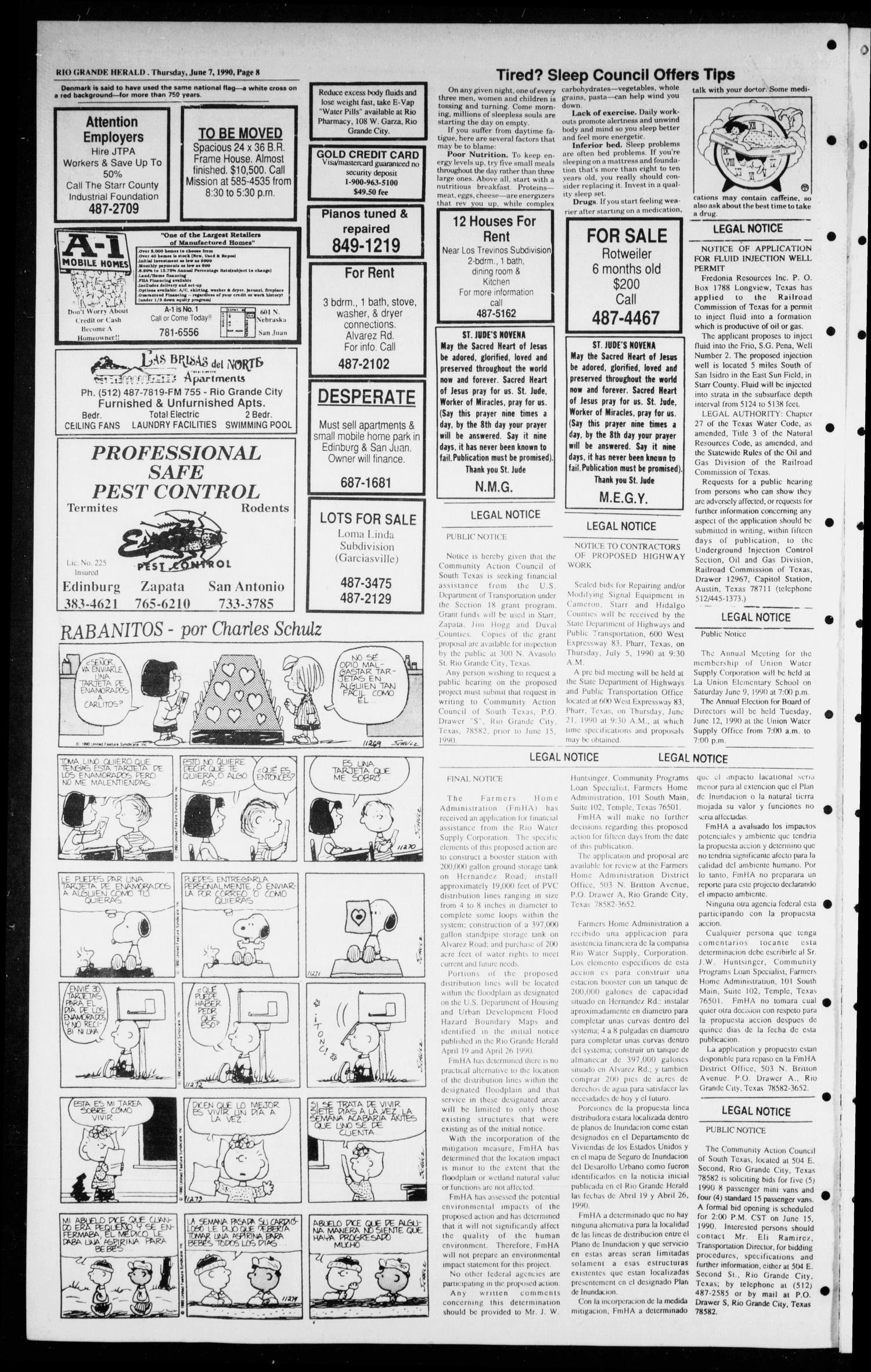 The Rio Grande Herald (Rio Grande City, Tex.), Vol. 80, No. 28, Ed. 1 Thursday, June 7, 1990
                                                
                                                    [Sequence #]: 8 of 8
                                                