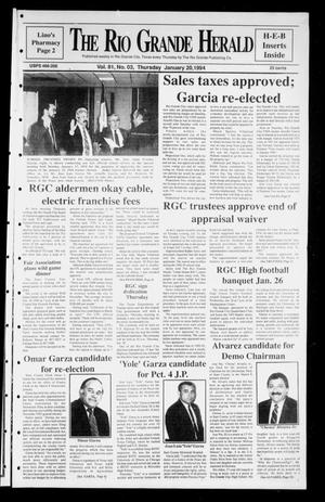Primary view of object titled 'Rio Grande Herald (Rio Grande City, Tex.), Vol. 81, No. 3, Ed. 1 Thursday, January 20, 1994'.