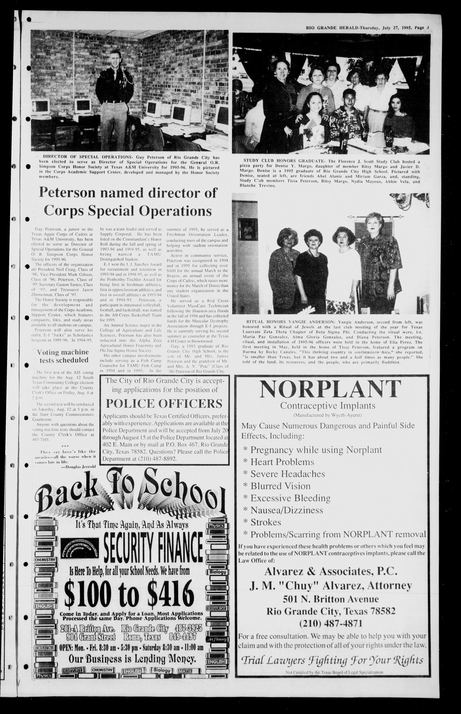 Rio Grande Herald (Rio Grande City, Tex.), Vol. 82, No. 30, Ed. 1 Thursday, July 27, 1995
                                                
                                                    [Sequence #]: 3 of 10
                                                