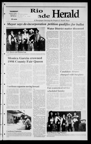 Primary view of object titled 'Rio Grande Herald (Rio Grande City, Tex.), Vol. 85, No. 9, Ed. 1 Thursday, February 26, 1998'.