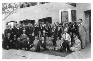 Primary view of object titled 'Citizens of Canyon and visitors at the dedication of the Education Building at the West Texas State Teachers College in the fall of 1928'.