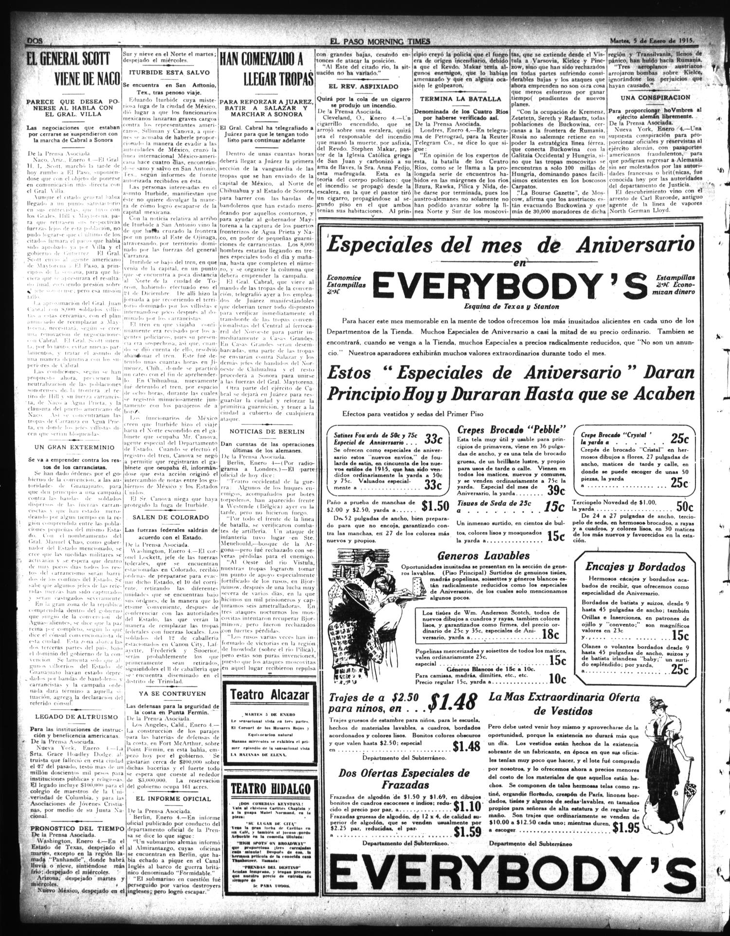 El Paso Morning Times (El Paso, Tex.), Vol. 35TH YEAR, Ed. 1, Tuesday, January 5, 1915
                                                
                                                    [Sequence #]: 2 of 4
                                                