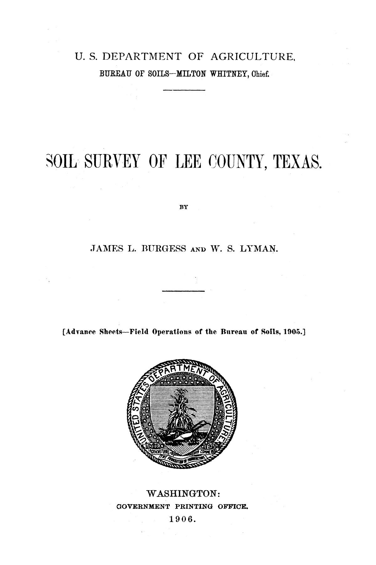 Soil survey of Lee County, Texas
                                                
                                                    [Sequence #]: 1 of 27
                                                