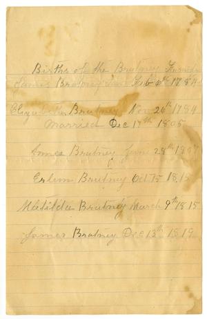 Primary view of object titled '[Births of the Bratney Family]'.