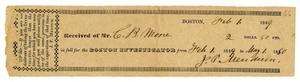 Primary view of object titled '[Receipt for Boston Investigator, February 1, 1849]'.