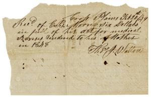 Primary view of object titled '[Receipt from Thomas J. Walton, February 20, 1849]'.