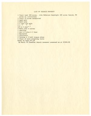 Primary view of object titled '[Transcript of List of Taxable Property]'.